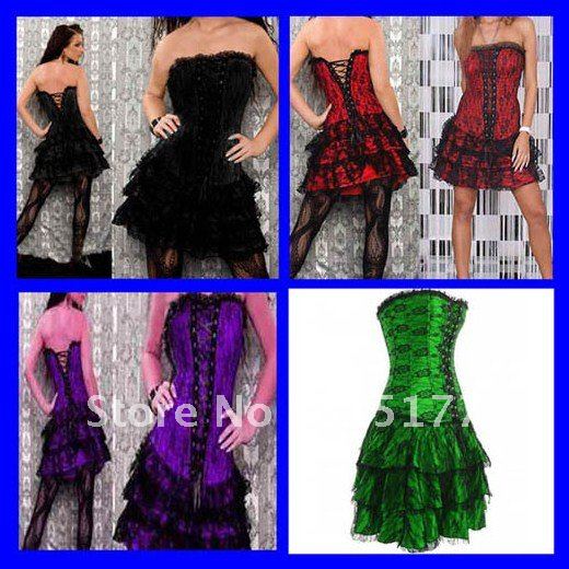 DHL Free shipping 4Colors 2012 Corset for women Wholesale 10pcs/lot Sexy underwear Lingerie Lace Overbust Corset dress 5074