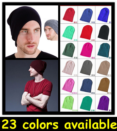 DHL FREE SHIPPING~50pcs/lot~Knitted Supersoft Beanie Winter Mens Ladies Oversized Slouch Wooly Ski Hat, 23 colors available