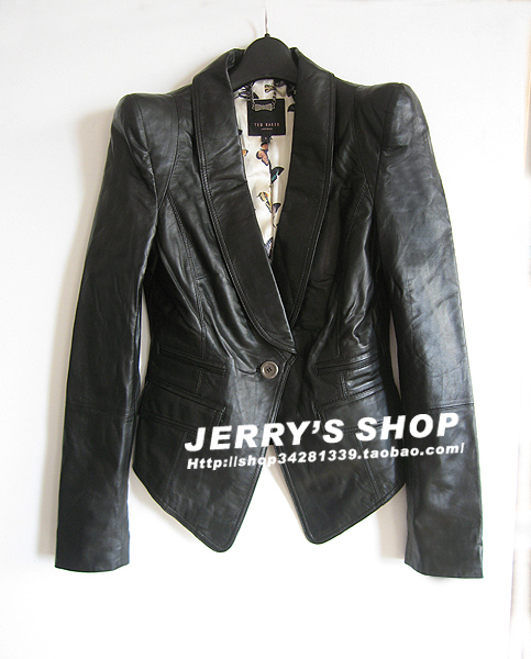 DHL free shipping Print lining full sheepskin women's genuine leather clothing leather suit