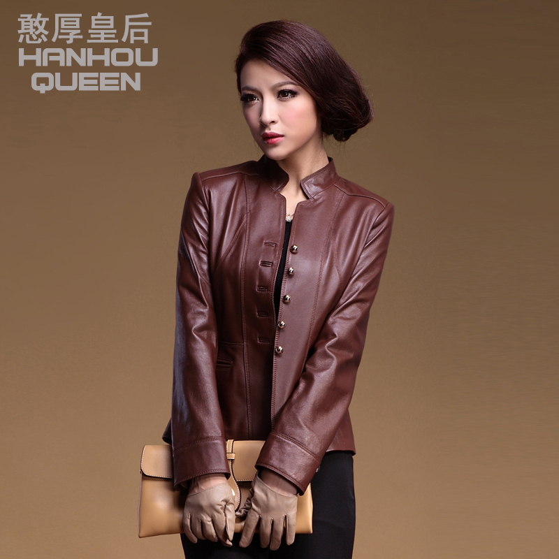 DHL free shipping Queen 2013 autumn genuine leather clothing female regular style slim outerwear