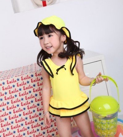 DHL Free shipping+Wholesale kids beach wear+children beachwear+beachwear kids+Yellow infant bathing suits+beachwear for children