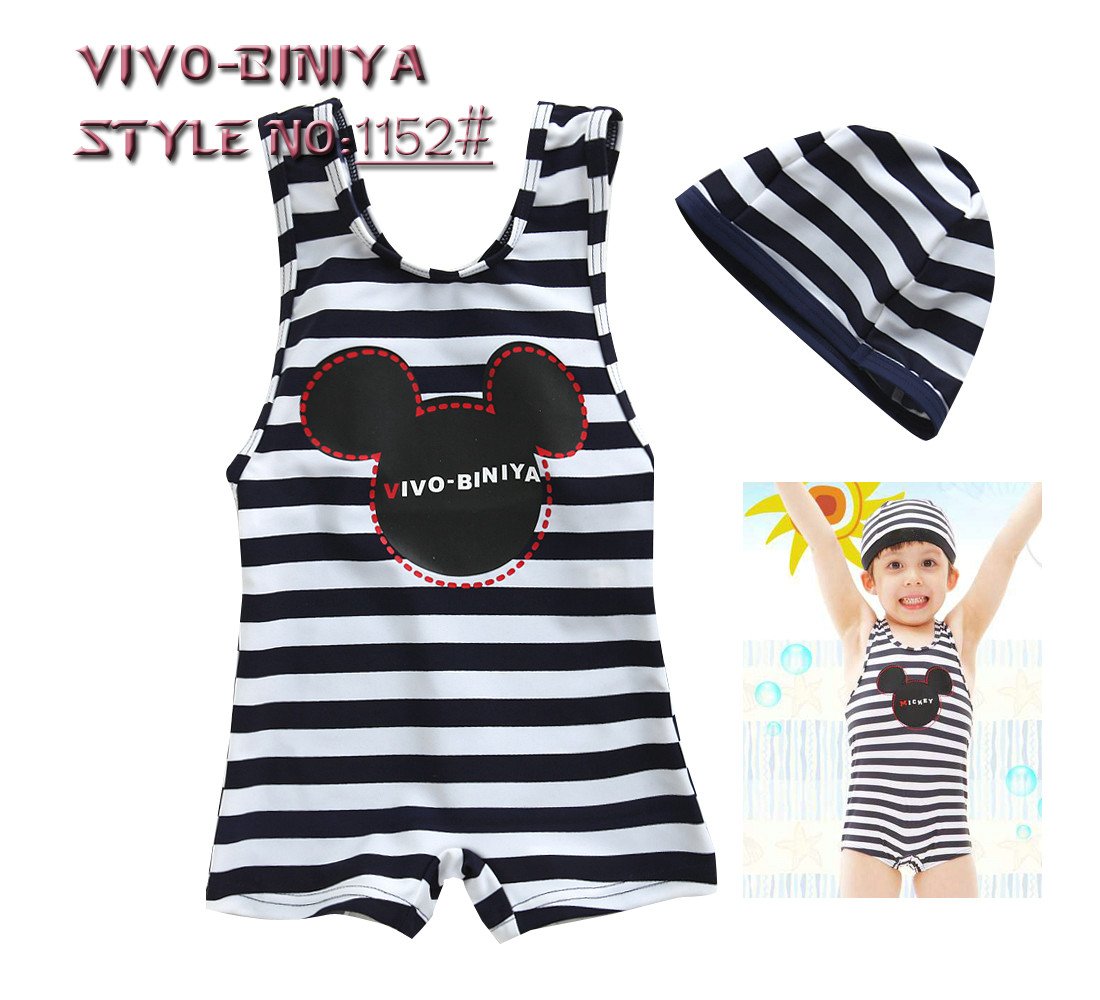 DHL+kids swimwear boys+cute kids swimsuit+Black stripes kids swimwear children+baby swimwear with Cap  Size :1Y-7Y