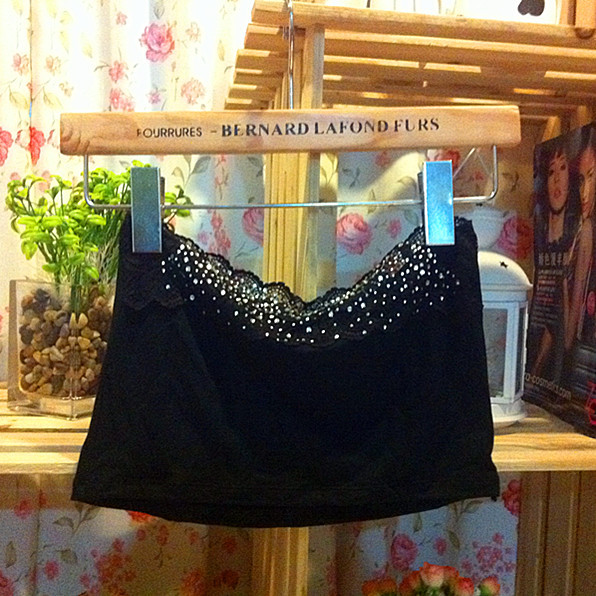 Diamond gauze lace tube top basic tube top bamboo charcoal fiber fabric soft shoulder strap