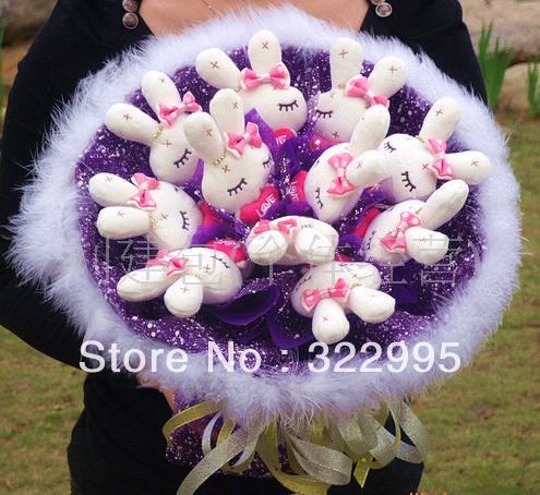 Diamond rabbit doll cartoon bouquet marry creative gifts artificial flower Christmas items ZA693