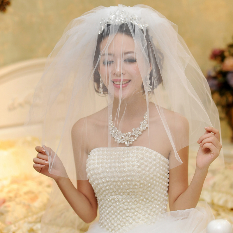 Diamond veil bride expansion bottom luxurious bride wedding dress veil wedding accessories 33