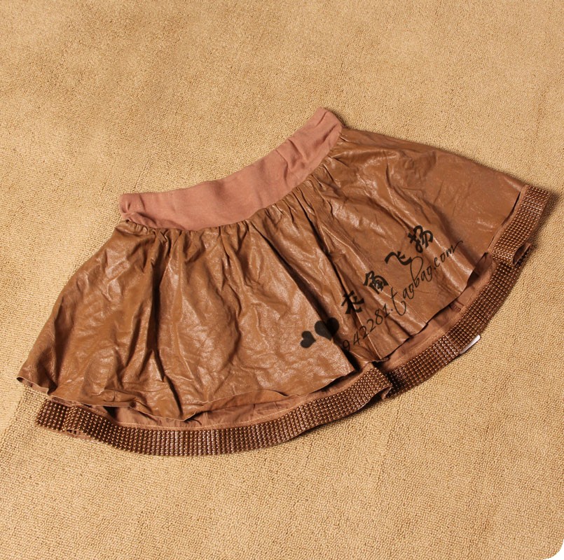 Dilan more 2013 spring new arrival full sheepskin genuine leather sweep beading elastic waist short skirt female