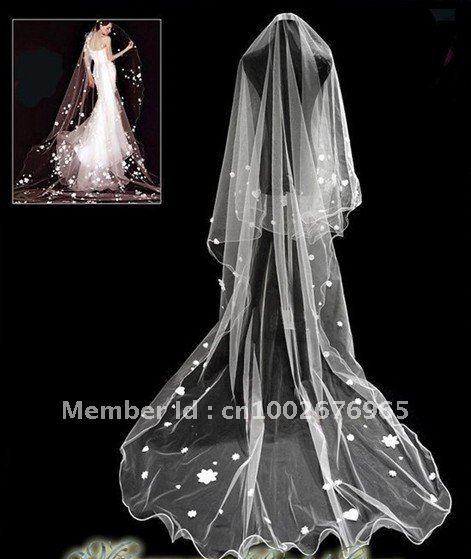 discount! 1T ivory long bridal WEDDING VEIL bridal veil wedding veils elegant veil pretty veil prety veil 2.85M
