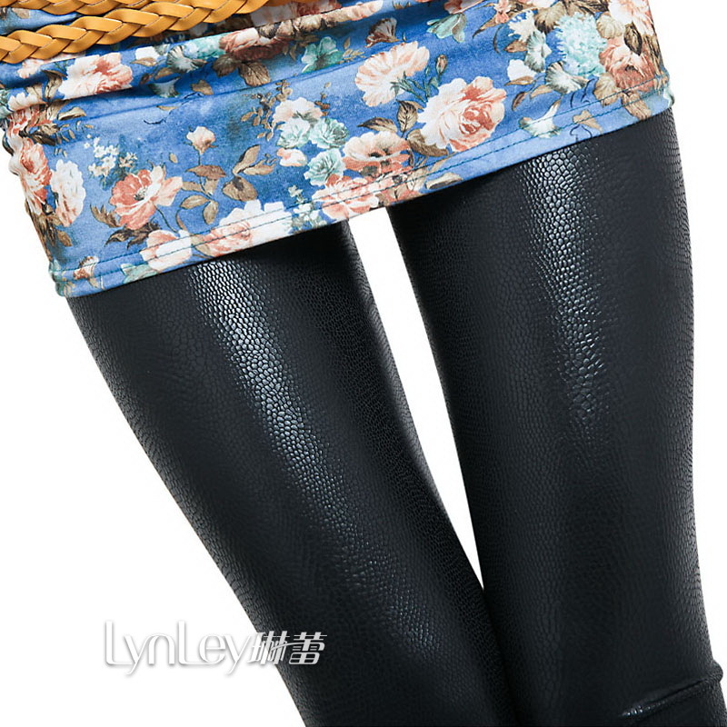Discount 2012 autumn mm women's faux leather pants legging fashion black finelines slim Wholesale FREE SHIPPING