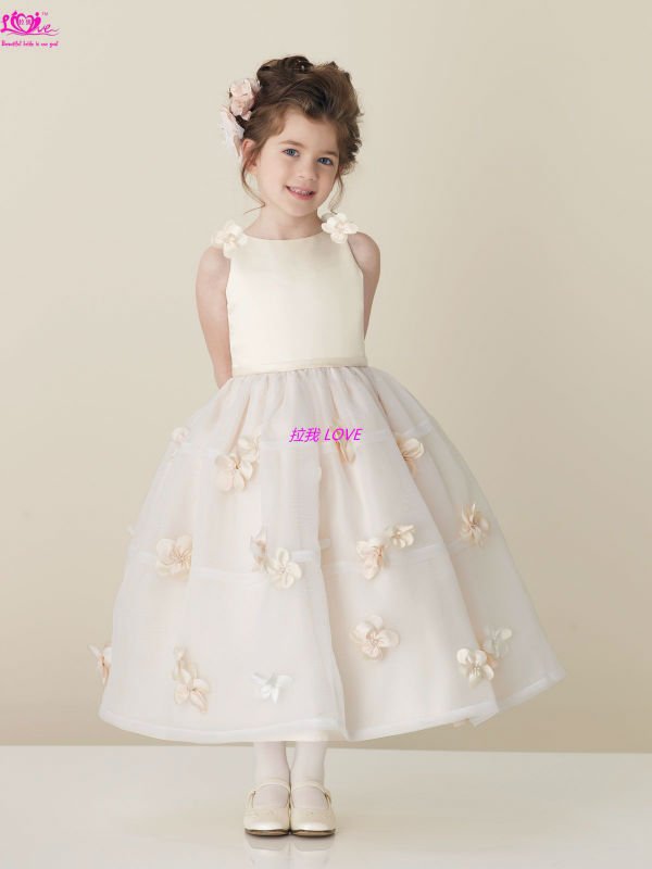 Discount Cheap Lovely Pink Appliqued Flowers2012 New Design Flower Girl Dress