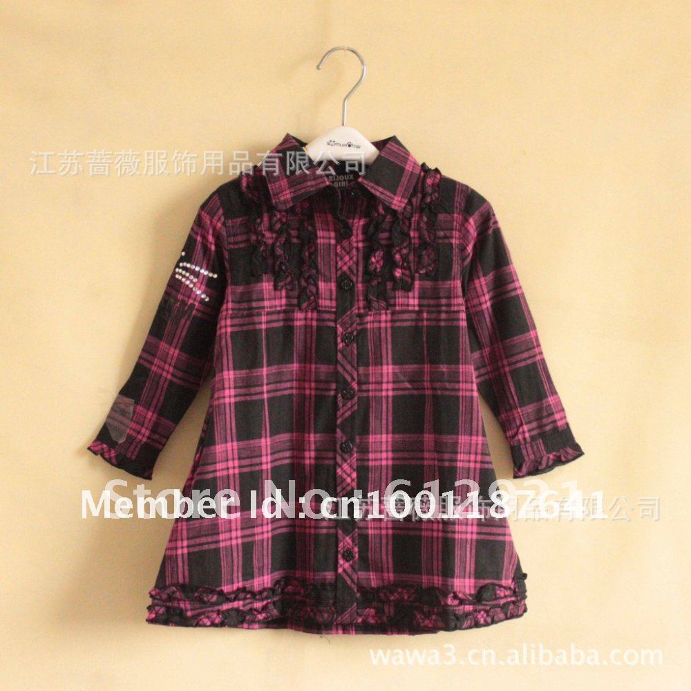 Discount girl long-sleeved shirt blouse for girls original brand children's clothing cotton free shipping