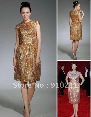 Discount Jeanne Tripplehorn Sheath/ Column Scoop Knee-length CappedSequin Fabric Emmy/ Evening Dress