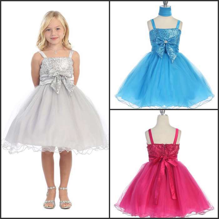 Discount price!sweetly shining short big bow flower girl dresses spaghetti strap sequin girl pageant real picture