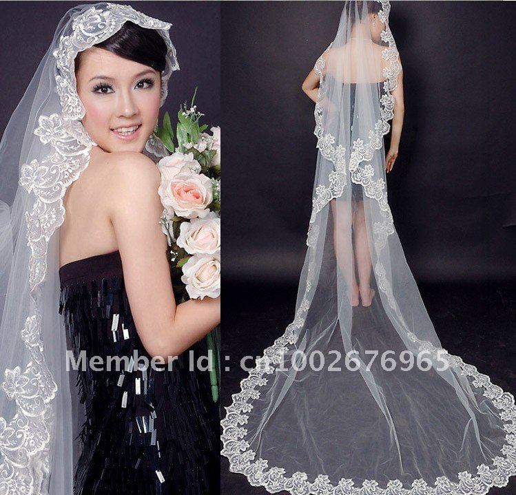 discount! white wholesale&retail wedding veils,2011 fashion bridal veils,beaded veils,one-layer