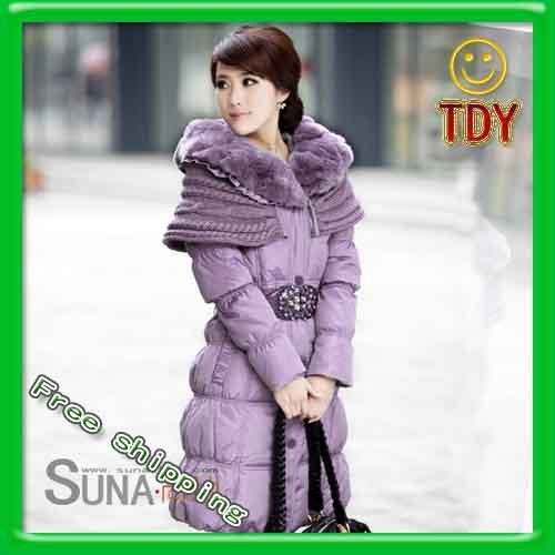 discount  winter female long design down coat fur collar slim outerwear  hooded down coat women
