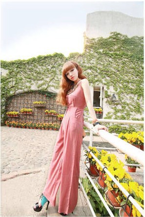 Discount Womens Jumpsuits Fashion 2013 Pink/Green/Black Colors Rompers Womens Jumpsuit Halter Overalls Ladies