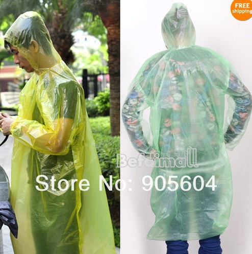 Disposable Adult Emergency Waterproof Raincoat Hood Poncho Camping