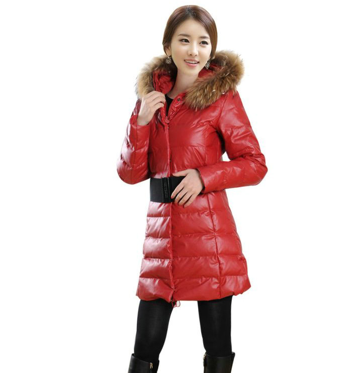 Disposable medium-long PU down coat outerwear medium-long outerwear female down coat