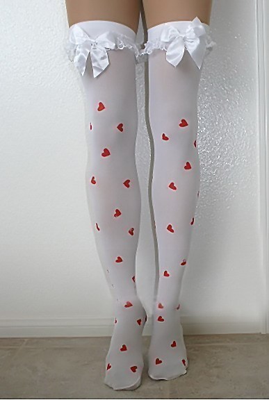 Dl capade stockings stripe stockings 7981 white
