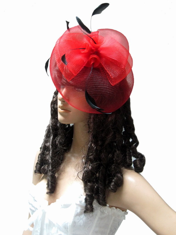 Dl fashion hands nobility queen yarn hat feather belt 70303