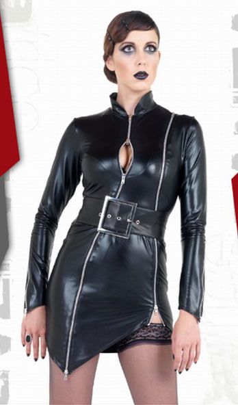 Dl imitation leather belt long-sleeve goths costume skirt 9110