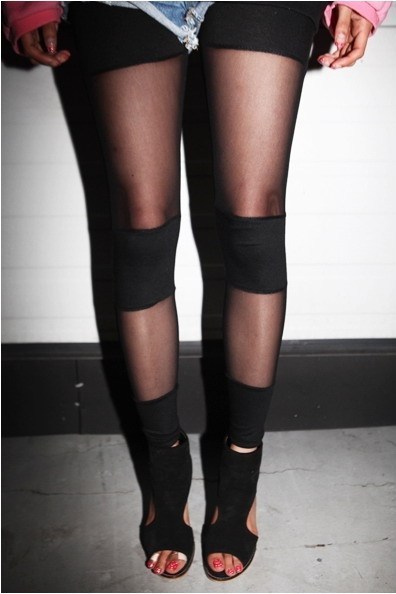 Dl women's black translucent stripe 9 legging socks 7828