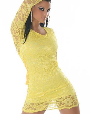 Dl yellow long-sleeve sexy lace racerback clothing dress 2257