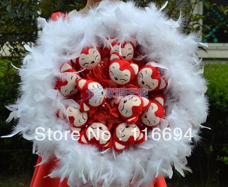 Doll cartoon bouquet wedding gift natural crafts plush toy temulation flower Christmas Gift ZA622