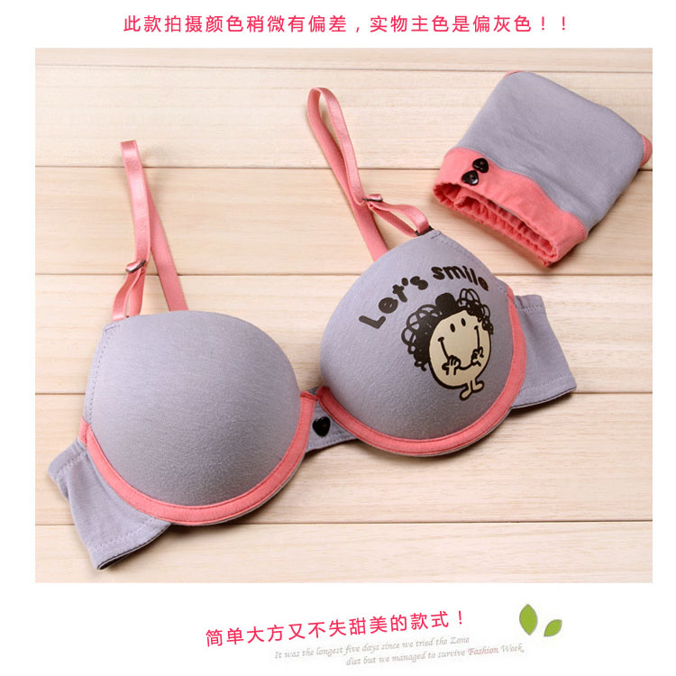 Doll push up bra 100% cotton women's underwear set