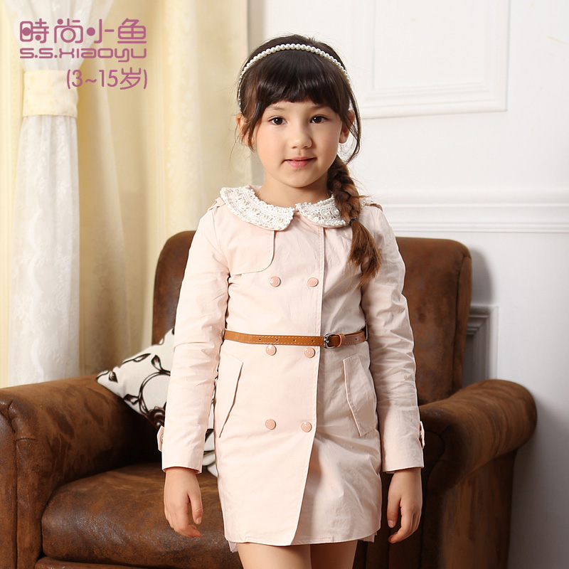 Dollarfish children's 235 fashion clothing 2013 spring female child 100% cotton trench overcoat outerwear sk23