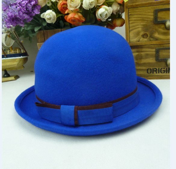 Dome roll-up hem small fedoras pure wool autumn and winter woolen hat