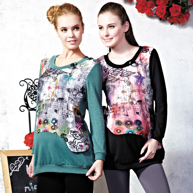 Don cotton 3217 autumn and winter maternity clothing cartoon long-sleeve maternity top plus size