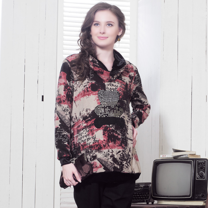 Don cotton 3295 maternity clothing cartoon gradient tie-dyeing vintage maternity top plus size