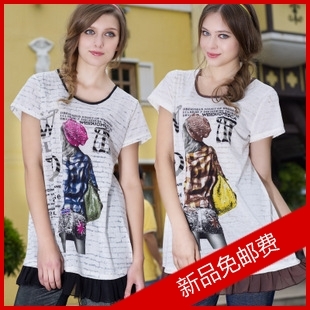 Don cotton - d201 summer maternity clothing plus size personality the trend of fashion long design maternity top