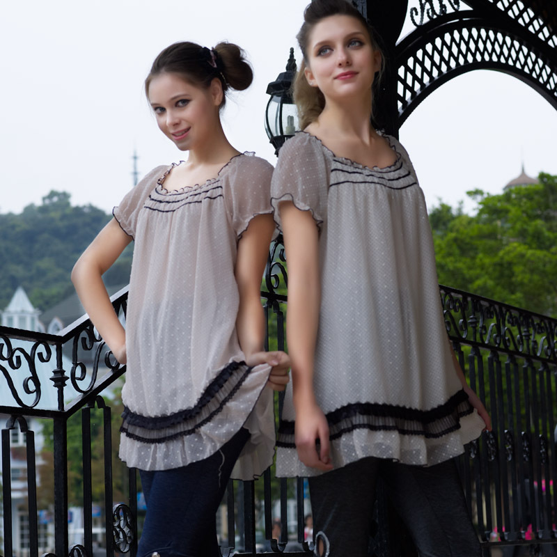 Don cotton - da15 summer maternity clothing brief elegant fashion long design clothing maternity top