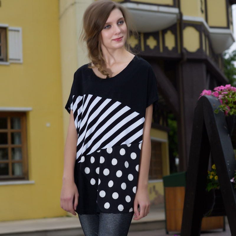 Don cotton - db29 summer maternity clothing irregular polka dot loose casual long design maternity top