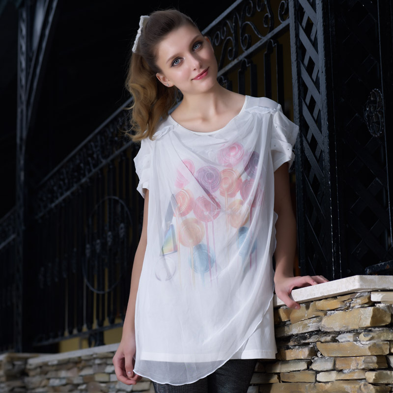 Don cotton - db46 summer maternity clothing multicolour candy lollipop fashion long design maternity top