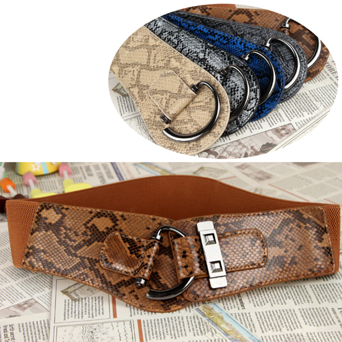 Dora all-match japanned leather serpentine pattern elastic waist fashion elegant women's wide belt fashion brief Women strap