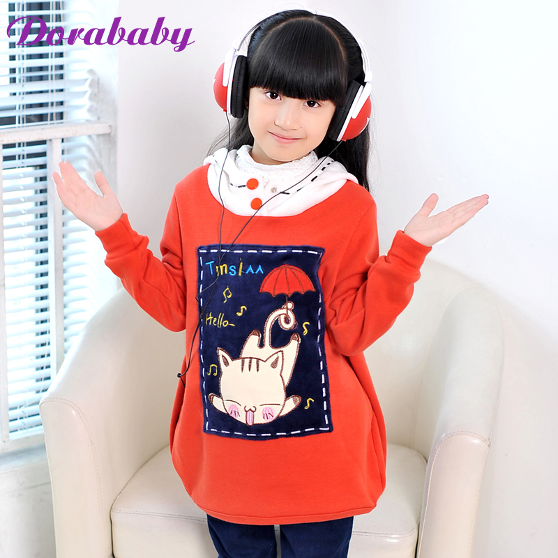 Dora baby children's clothing female child sweatshirt cartoon child plus velvet sweatshirt outerwear da156