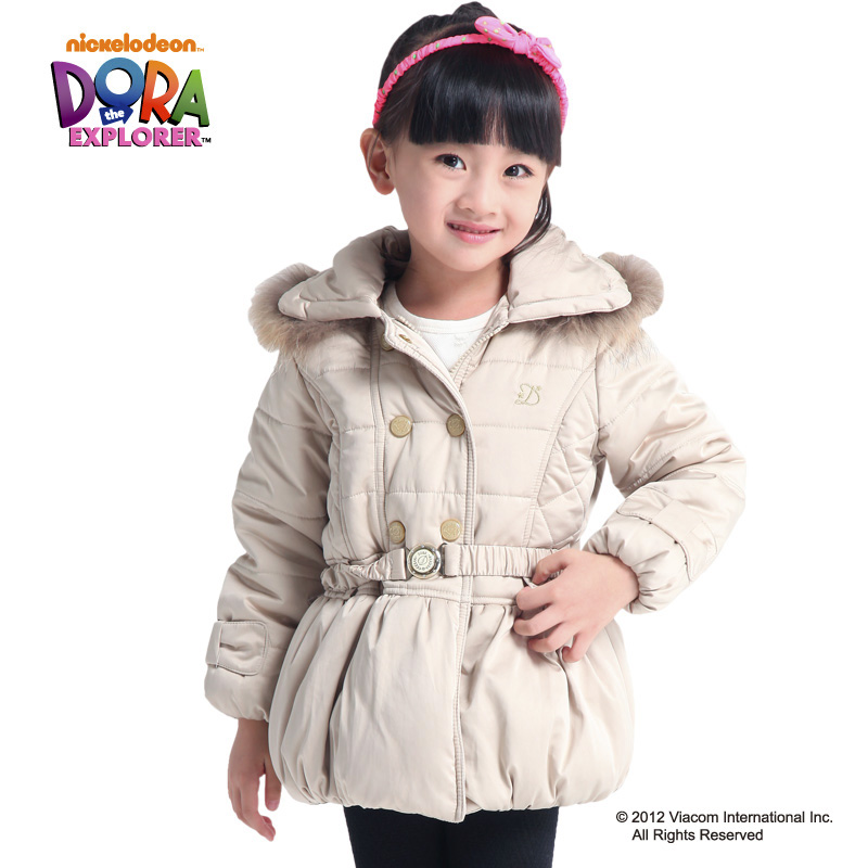 Dora children's clothing female child wadded jacket winter trench outerwear 2012 cotton-padded jacket child cotton-padded jacket