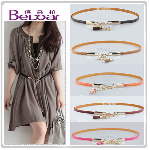 Dora fashion chromophous japanned leather tassel belly chain high quality exquisite women's strap