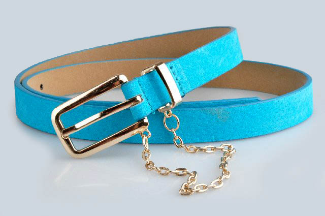 Dora fashion pigskin strap chain hoist small belt multi-color genuine leather strap