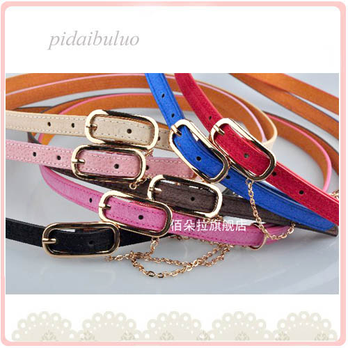Dora genuine leather chain strap women's fashion small strap pigskin belt