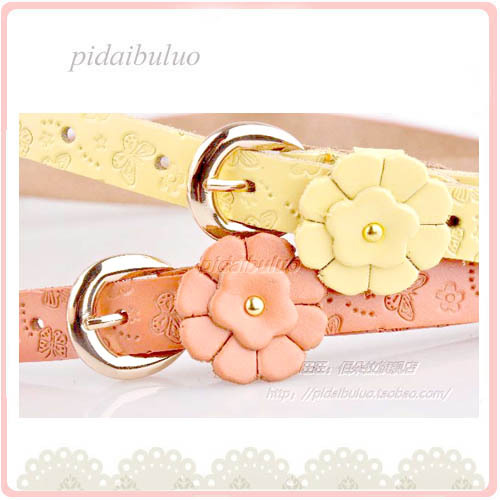 Dora genuine leather flower decoration women's strap genuine leather strap fashion belt