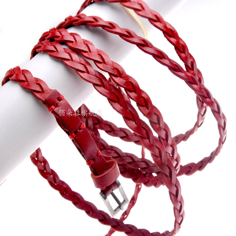 Dora ring knitted is genuine leather ! genuine leather women's strap thin belt