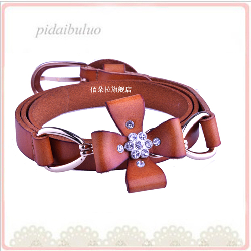 Dora the first layer of cowhide inlaying rhinestone three-dimensional flower women's genuine leather strap genuine leather belt
