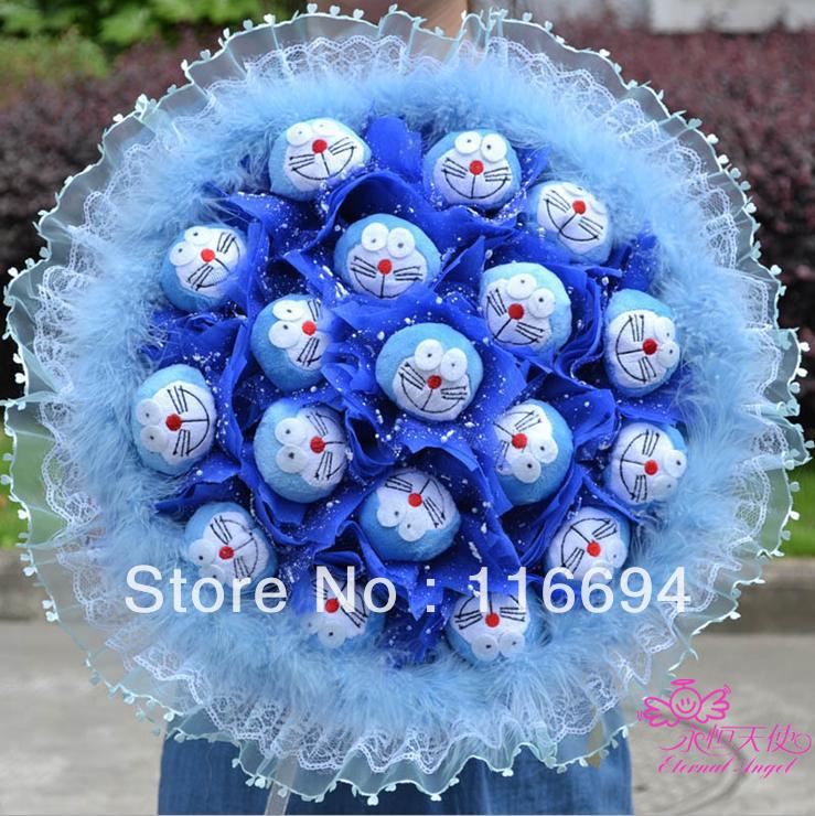 Doremon A dream doll couple gifts dried flowers creative gift toy bouquet free shipping ZA405