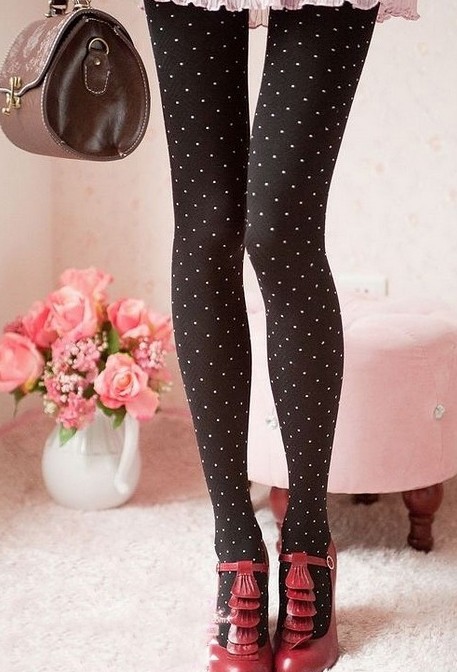 Dot jacquard  velvet spring and autumn Black  panty hose