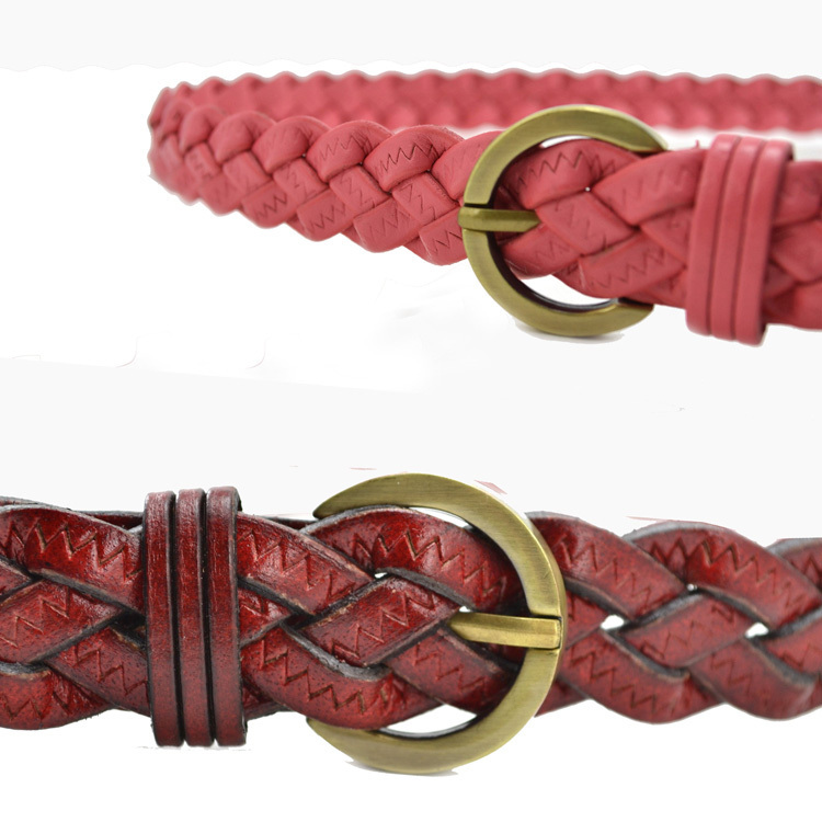 Dot matrix women's strap four seasons all-match women's genuine leather knitted female belt female leather ? ?