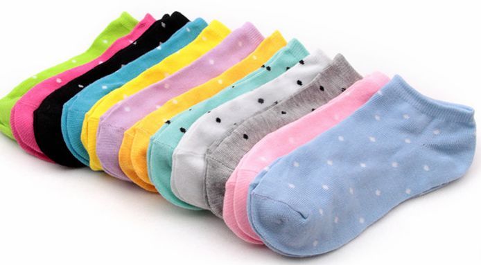 Dot sock slippers female brief candy color 10pcs  cotton polka dot socks  boat 2012  Free Shipping