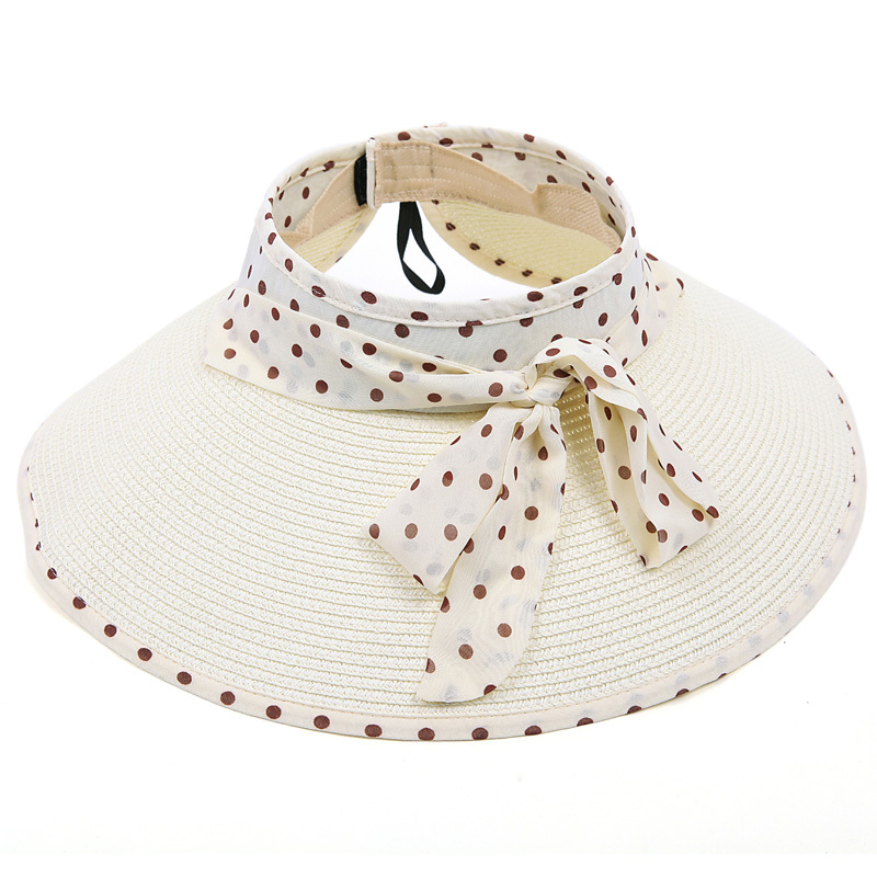 Dot straw hat summer sunbonnet sun flower women's cap beach cap wide brim hat